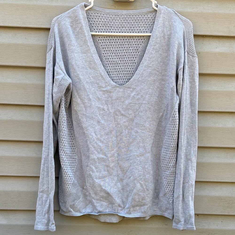 Lululemon Still Movement V-neck Sweater Gray Blue